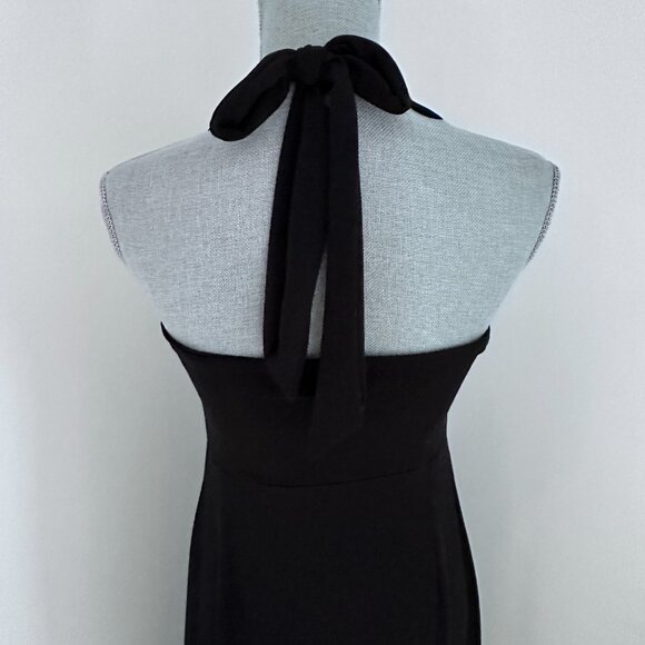 A-line  Midi/Maxi Halter Dress - Femme Fatale Black - Picture 5 of 7